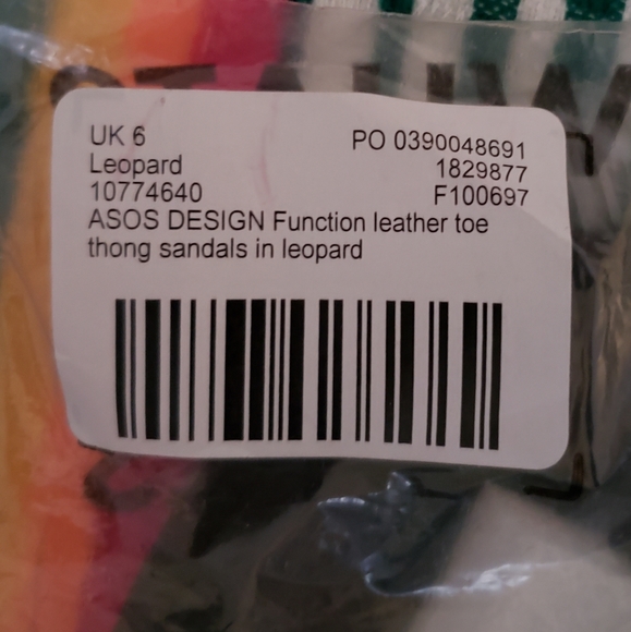 ASOS🩴Function Leather Toe Thong Sandal in Leopard - Picture 9 of 9